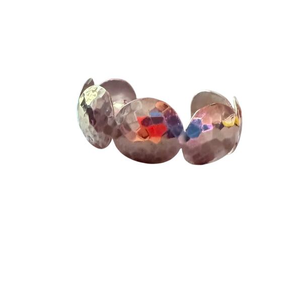 925 Sterling Silver Hammered Circles Cuff Bracelet - Picture 2 of 8